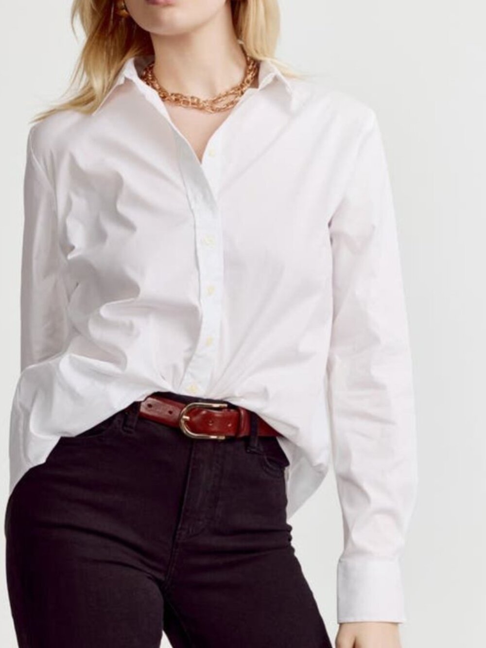NWT The Shirt by Rochelle Behrens Icon White No Gape Button Down M
